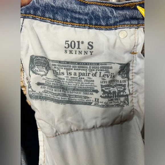 Levi's 501 Skinny Blue Denim Jeans - Picture 8 of 9